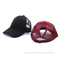 women Washed Cotton Baseball Cap Ponytail Hat